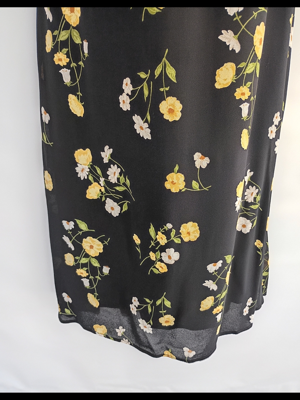 Reformation Dietrich Black Yellow Floral Dress Midi Flare Skirt Open Back Large - Picture 7 of 12